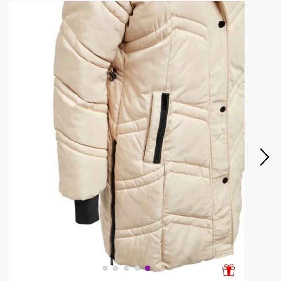 NWT Steve Madden Creme Long Heavy Duty Snow Winter Zipper Puffer Coat Size 2X - Picture 4 of 5